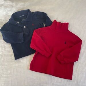 Ralph Lauren Kids Navy Polo and Red Turtleneck Top Set